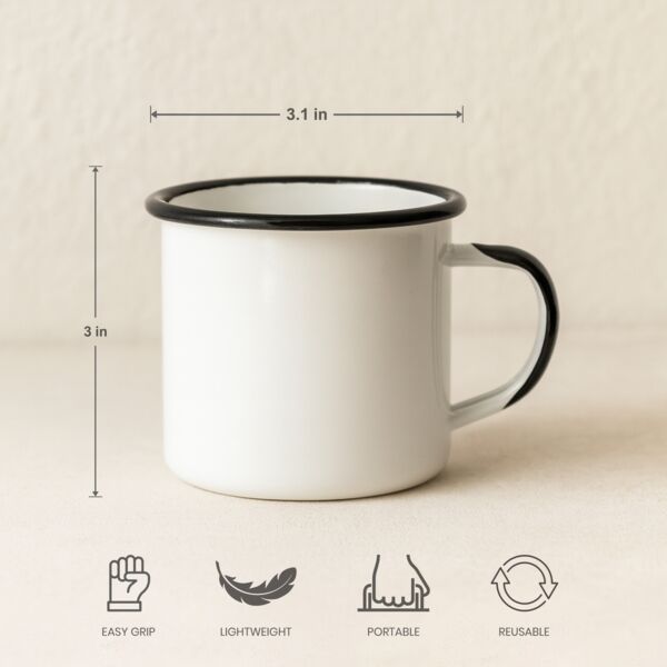 12oz Enamel Cup with Colored Rim and Handle Thumbnail