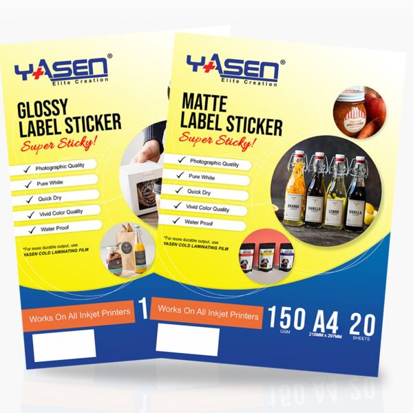 Yasen Matte label sticker 150 gsm A4 (20's) Thumbnail