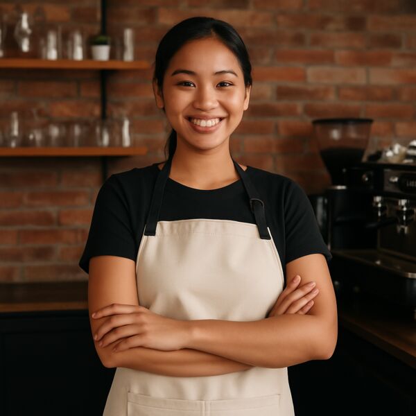 Linen Adults Apron with Black Edge and Strip - 84*64cm Thumbnail