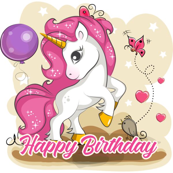 Pink Unicorn - Happy Birthday - GGS 04 Thumbnail