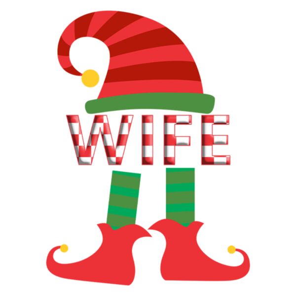 Christmas Designs, Couple Designs, Statement, Solid Color, Green, Red and Yellow, Vector, Christmas Couple Designs, ELF WIFE, Ladies Design, Digital Printing, Full Print, Shirts, Mugs, Keychain, Poloshirt, Jacket, Customizable, Personalized Gift - CHC-09  Thumbnail
