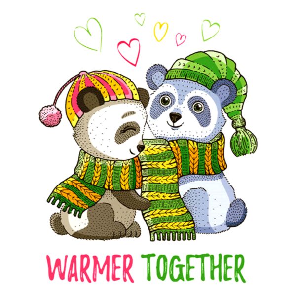 Christmas Designs, Couple Designs, Template, Solid Color, Green, Orange, Pink, Blue, Brown and Yellow, PNG, Christmas Couple Designs, Panda Couple, Warmer Together, Mens Design, Ladies Design, Digital Printing, Full Print, Shirts, Mugs, Keychain - CHC-10 Thumbnail