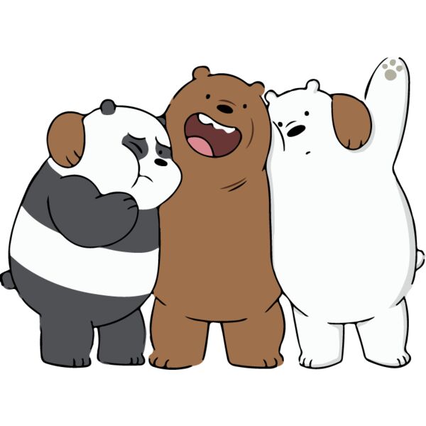 Kids Cartoons, We Bare Bears Ted Grizzly Bear Brown Po Panda Black and White Paul Polar Bear White Cute Animals Best friends Clipart, Popular Designs, Kids Characters - BC 17 Thumbnail