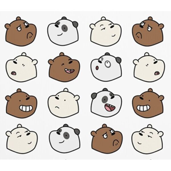 Kids Cartoons, We Bare Bears Face Logos Po Panda Ted Grizzly Paul Polar Bear Background, Popular Designs, Kids Characters - BC 18 Thumbnail