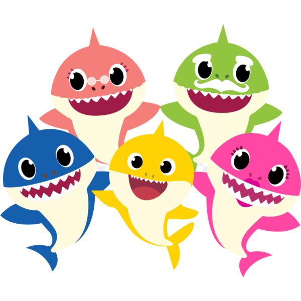 Kids Cartoons, Shark Family Character Green Grandpa Shark Peach Grandma Shark Blue Daddy Shark Pink Mommy Shark Yellow Baby Shark Clipart, Popular Designs, Kids Characters - GC 19 Thumbnail