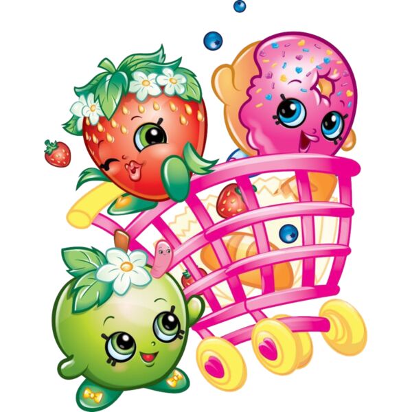 Kids Cartoons, Shopkins Cute Fruits Characters Strawberry Apple Ice Cream Pink Cart Clipart, Popular Designs, Kids Characters - GC 6 Thumbnail