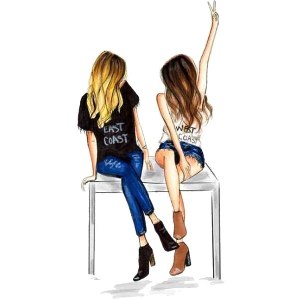 2 Girls Sitting, Best Friends Designs, Bestfriends, Bestfriend Clipart, Mugs, Bags, Tumbler, Fans, F3 Thumbnail