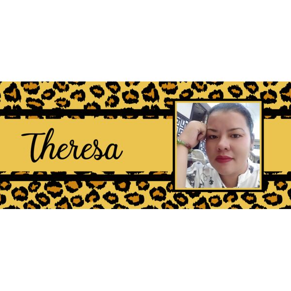 Leopard Skin, Full Print Background with Name, Changeable Photo, Editable Name, Leopard Pattern, Yellow AS1 Thumbnail