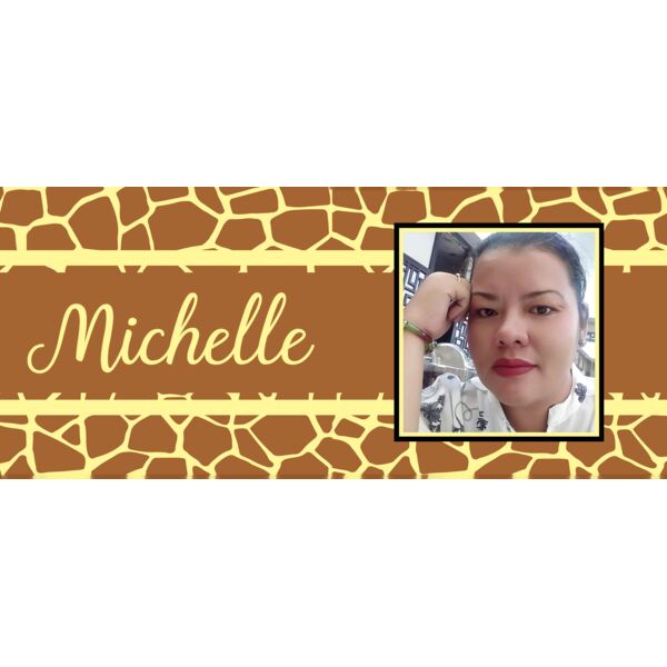 Giraffe Skin, Full Print Background with Name, Changeable Photo, Editable Name, Giraffe Pattern, Mug Print, Yellow & Brown AS4 Thumbnail