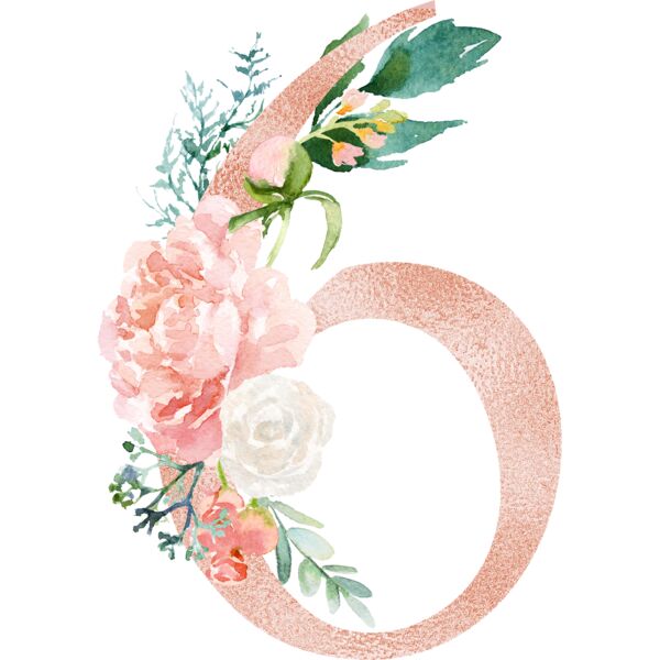 Floral Alphabet, Flowers bouquet composition, Watercolor Letters, Wedding Fonts, Elegant Fonts, Floral Fonts, 6 Thumbnail