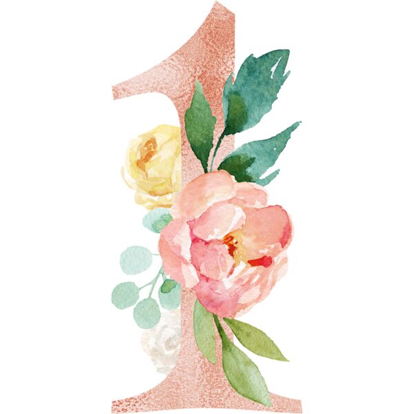 Floral Alphabet, Flowers bouquet composition, Watercolor Letters, Wedding Fonts, Elegant Fonts, Floral Fonts, 1 Thumbnail