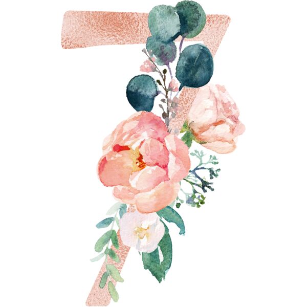 Floral Alphabet, Flowers bouquet composition, Watercolor Letters, Wedding Fonts, Elegant Fonts, Floral Fonts, 7 Thumbnail