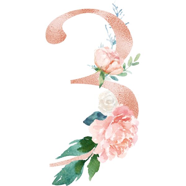 Floral Alphabet, Flowers bouquet composition, Watercolor Letters, Wedding Fonts, Elegant Fonts, Floral Fonts, 3 Thumbnail