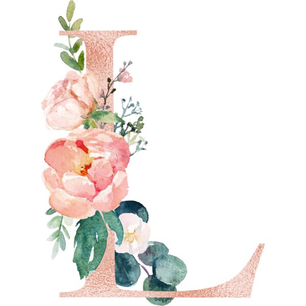 Floral Alphabet, Flowers bouquet composition, Watercolor Letters, Wedding Fonts, Elegant Fonts, Floral Fonts, L Thumbnail