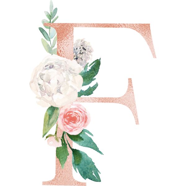 Floral Alphabet, Flowers bouquet composition, Watercolor Letters, Wedding Fonts, Elegant Fonts, Floral Fonts, F Thumbnail