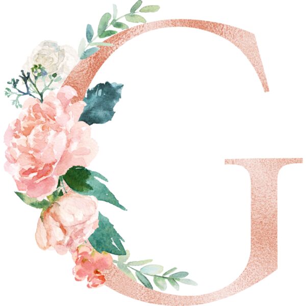 Floral Alphabet, Flowers bouquet composition, Watercolor Letters, Wedding Fonts, Elegant Fonts, Floral Fonts, G Thumbnail