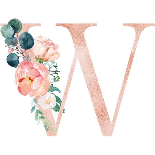 WFloral Alphabet, Flowers bouquet composition, Watercolor Letters, Wedding Fonts, Elegant Fonts, Floral Fonts,  Thumbnail