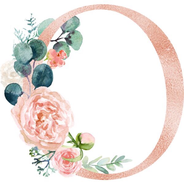 Floral Alphabet, Flowers bouquet composition, Watercolor Letters, Wedding Fonts, Elegant Fonts, Floral Fonts, O Thumbnail