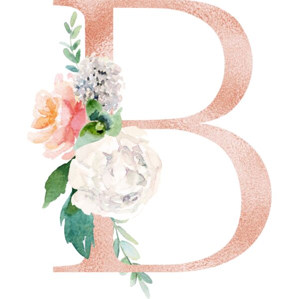 Floral Alphabet, Flowers bouquet composition, Watercolor Letters, Wedding Fonts, Elegant Fonts, Floral Fonts, B Thumbnail