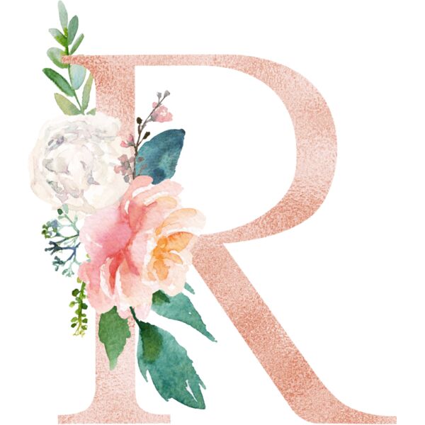 Floral Alphabet, Flowers bouquet composition, Watercolor Letters, Wedding Fonts, Elegant Fonts, Floral Fonts, R Thumbnail