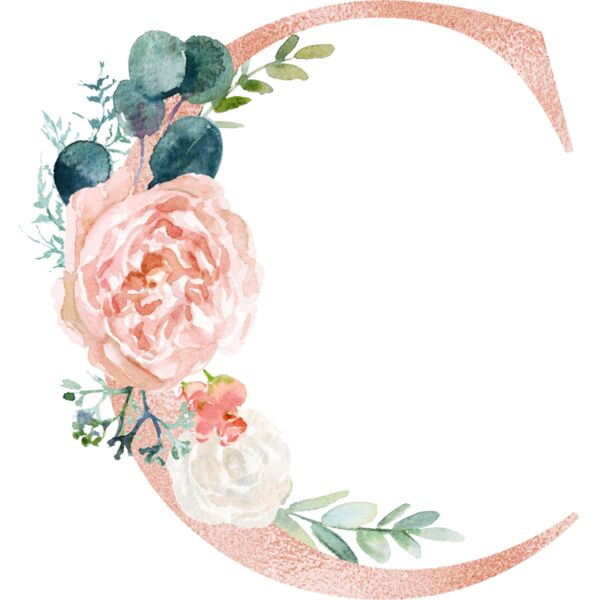 Floral Alphabet, Flowers bouquet composition, Watercolor Letters, Wedding Fonts, Elegant Fonts, Floral Fonts, C Thumbnail