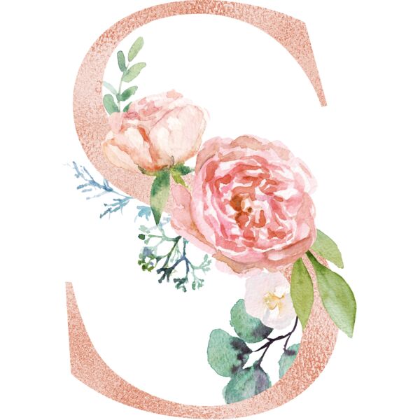 Floral Alphabet, Flowers bouquet composition, Watercolor Letters, Wedding Fonts, Elegant Fonts, Floral Fonts, S Thumbnail