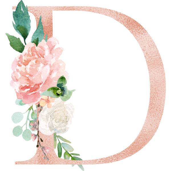 Floral Alphabet, Flowers bouquet composition, Watercolor Letters, Wedding Fonts, Elegant Fonts, Floral Fonts, D Thumbnail