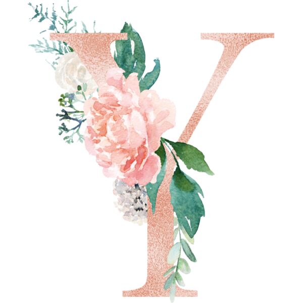 Floral Alphabet, Flowers bouquet composition, Watercolor Letters, Wedding Fonts, Elegant Fonts, Floral Fonts, Y Thumbnail