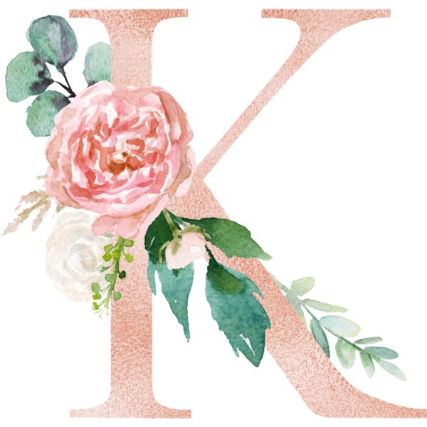 Floral Alphabet, Flowers bouquet composition, Watercolor Letters, Wedding Fonts, Elegant Fonts, Floral Fonts, K Thumbnail