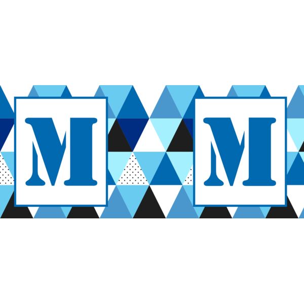 Geometric Background Pattern, Full Print Background with Initial, Editable Initial, Hexagon Pattern, Geometric Pattern, Triangle Pattern, Blue Pattern, Mug Full Print, P1 Thumbnail