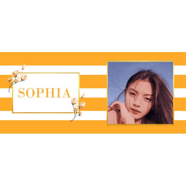 Stripe Background Pattern, Full Print Background with Name, Changeable Photo, Editable Name, Stripe Pattern, White Stripe Pattern, Yellow Stripe Pattern, Floral Border, Mug Full Print, S3 Thumbnail