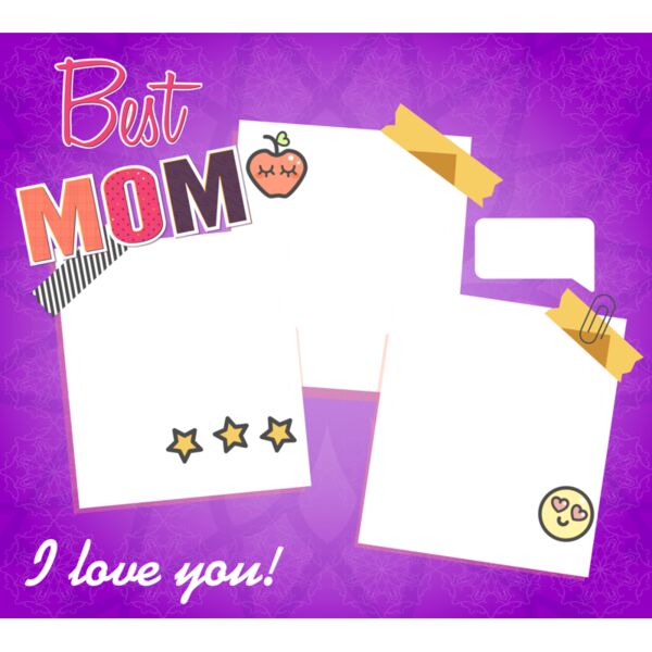 Sticky Note, Violet Background, Three Stars, Red Sleeping Apple, Inlove Emoji, I Love you Quote, Best Mom Quote, Insert Photo, Pillow - CP7 Thumbnail