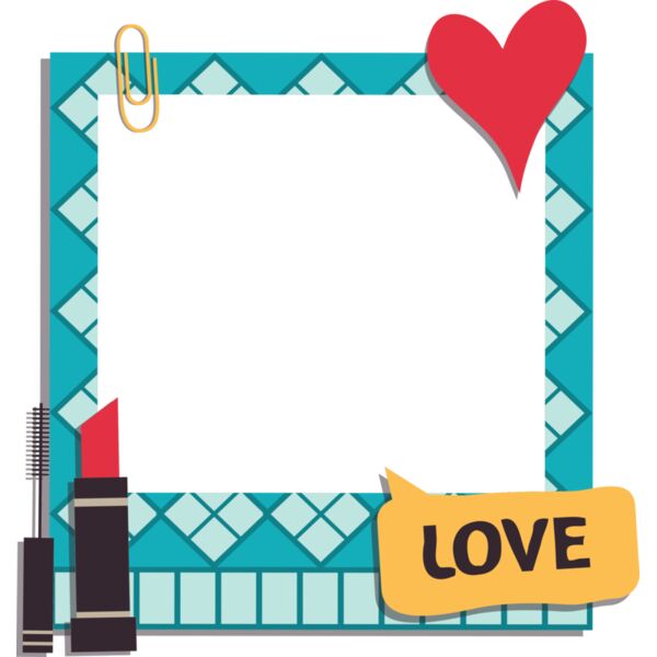 Sticky Note, Blue Tiles, Red Heart, Red Lipstick and Eyelashes, Yellow Paper Pin, Yellow Love Quote, Insert Photo, Pillow - CP4 B Thumbnail