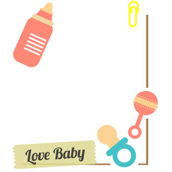 Sticky Note, Peach Baby Bottle, Maracas Baby Toy, Blue Pacifier, Yellow Paper Clip, Love Baby Sticker, Insert Photo, Pillow - CP1 C Thumbnail