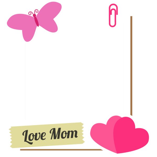 Sticky Note, Pink Butterfly, Pink Twin Hearts, Pink Paper Clip, Love Mom Sticker, Insert Photo, Pillow - CP1 D Thumbnail
