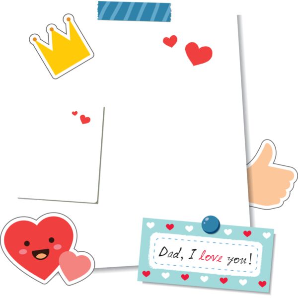 Sticky Note, Yellow Crown, Like Sign, Happy Heart, Small Peach Heart, Blue Board Pin, Dad, I Love You ! Sticker, Insert Photo, Pillow - CP8 Thumbnail