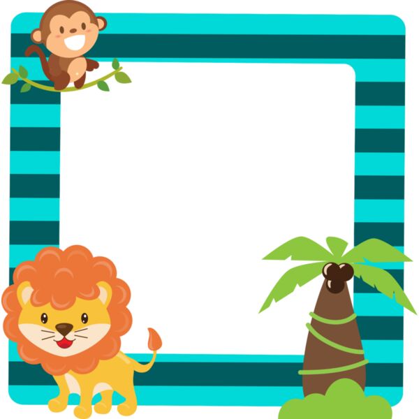 Sticky Note, Cyan Blue Green Stripe, Jungle, Coconut Tree, Cute Lion, Cute Monkey, Insert Photo, Pillow - CP3 C Thumbnail