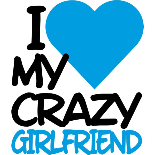Couple Designs, Editable Black & Sky Blue Vector Color, I Love My Crazy Girlfriend, I Heart Statement, Mens Design, Digital Printing, Sublimation Printing, Shirt Print, Mug Print, Keychain Print, Polo Shirt Print, Jacket Print, Customizable, Personalize G Thumbnail
