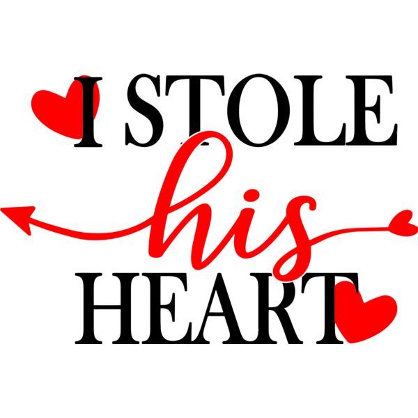 Couple Designs, Editable Black, White & Red Vector Color, I Stole His Heart Statement Heart Arrow, Ladies Design Digital Printing, Sublimation Printing, Shirt Print, Mug Print, Keychain Print, Polo Shirt Print, Jacket Print, Customizable, Personalize Gift Thumbnail