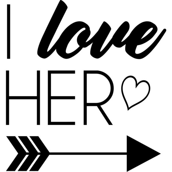 Couple Designs, Editable Black & White Vector Color, I Love Her Statement Heart Arrow, Mens Design, Digital Printing, Sublimation Printing, Shirt Print, Mug Print, Keychain Print, Polo Shirt Print, Jacket Print, Mug Print, Customizable, Personalize Gift - Thumbnail