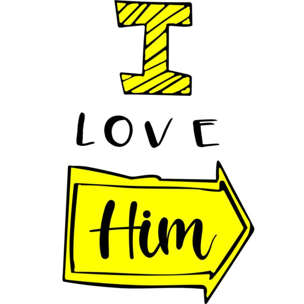 Couple Designs, Editable Black & Yellow Vector Color, I Love Him, Ladies Design, Digital Printing, Sublimation Printing, Shirt Print, Mug Print, Keychain Print, Polo Shirt Print, Jacket Print, Customizable, Personalize Gift - CC7 - A Thumbnail