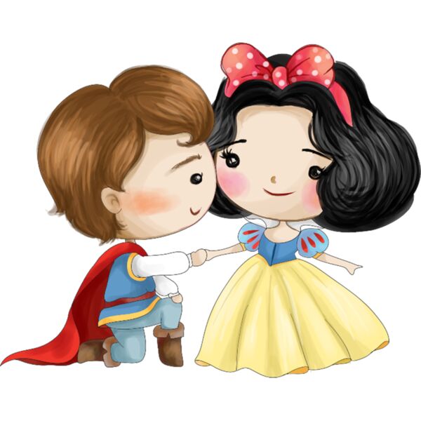 Couple Designs, Cliparts, Black, Brown, Yellow, Red and White, PNG Design, Snow White and the Prince, Princess and Prince Holding Hands, Men and Ladies Design, Digital Printing, Sublimation Printing, Spot Print, Shirt Print, Mug Print, Keychain Print. Pol Thumbnail