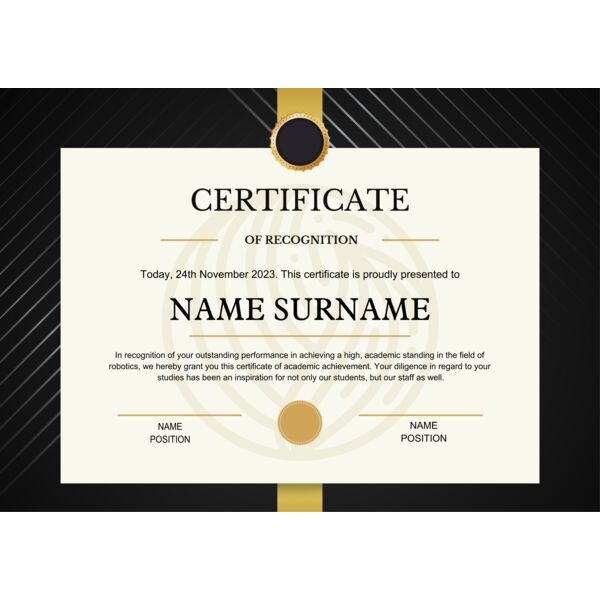 Black Gold Modern Recognition Certificate Thumbnail