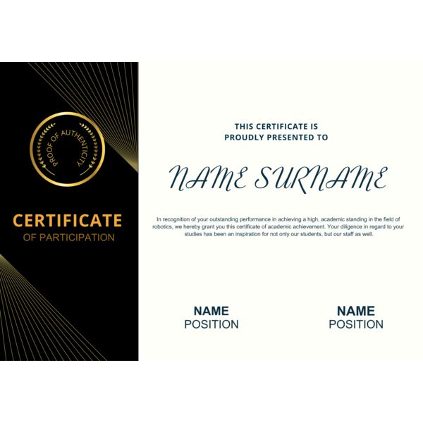 Golden and Black Modern Certificate Thumbnail