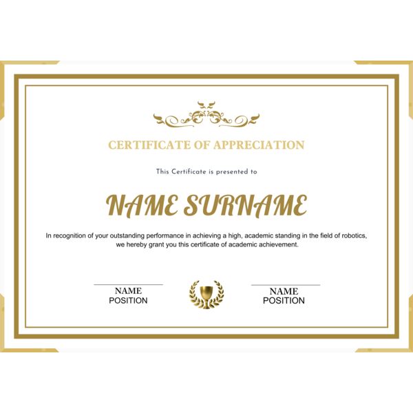 Golden Bordered Certificate of Appreciation Thumbnail