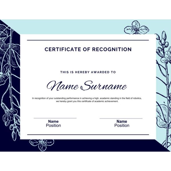 Light Blue & Dark Blue Certificate of Recognition Thumbnail