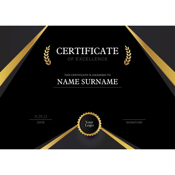 Modern Golden and Black Certificate with Excellence Thumbnail