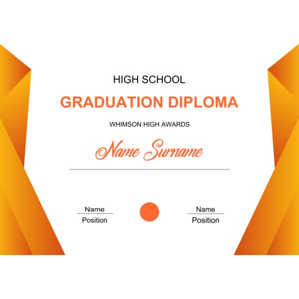Orange & Yellow Gradient Modern Style High School Graduation Diploma Certificate Thumbnail