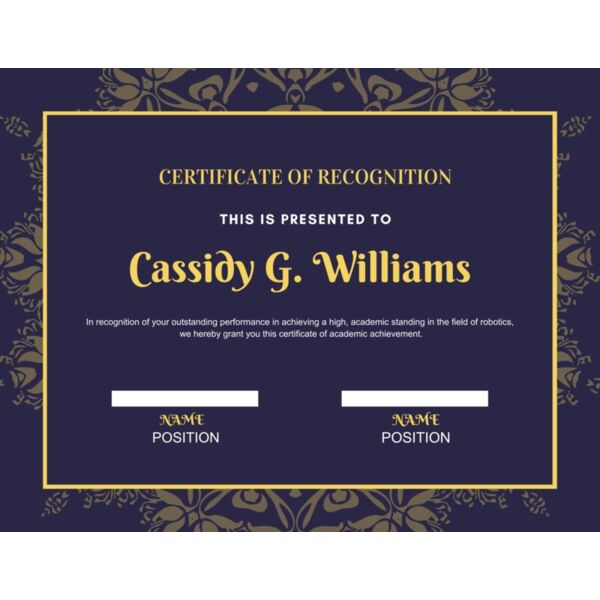 Violet Mandala Pattern Illustration Recognition Certificate Thumbnail