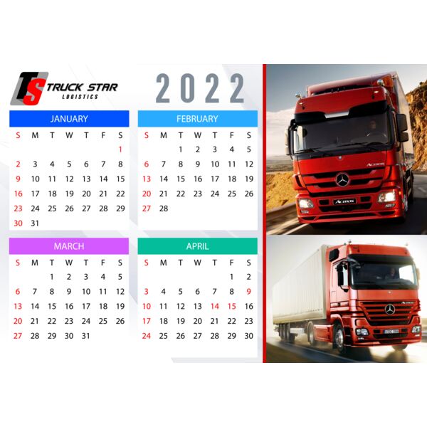 Landscape Calendar Template, Changeable Photo 3.5x5 - Set 1 Thumbnail